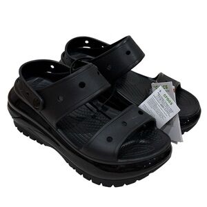 New Crocs Classic Mega Crush Sandal Unisex Thick Soled Sandals Black US 10 Comfy